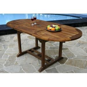 wood-en-stock - table de jardin en teck 8 places huilée - Table De Jardin Ovale