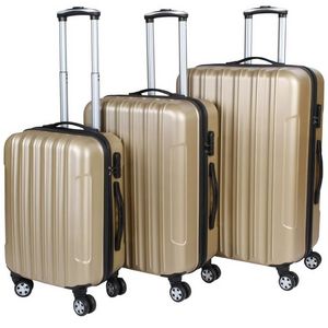 WHITE LABEL - lot de 3 valises bagage rigide or - Valise À Roulettes