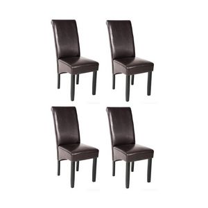 WHITE LABEL - 4 chaises de salle à manger marron - Chaise