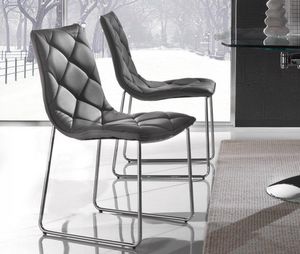 WHITE LABEL - lot de 2 chaises toscane en simili cuir gris titan - Chaise