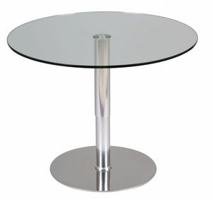 WHITE LABEL - table relevable ronde scion en verre transparent p - Table De Repas Ronde