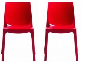WHITE LABEL - lot de 2 chaises ice empilable design rouge brilla - Chaise