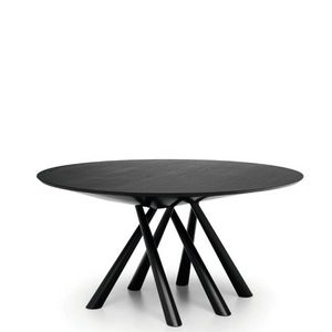 Midj - forest - table ronde en chêne laqué noir ø 150 cm - Table De Repas Ronde
