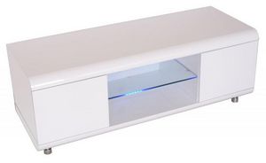 WHITE LABEL - meuble tv design laqué blanc. - Meuble Tv Hi Fi