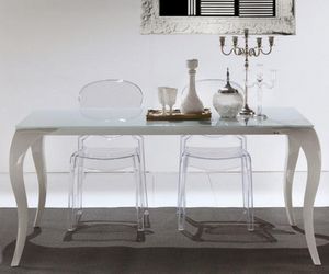 WHITE LABEL - table repas extensible paris en verre et plexiglas - Table De Repas Rectangulaire