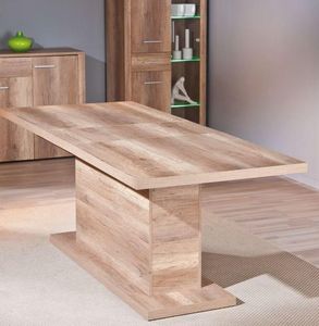 WHITE LABEL - table repas extensible absoluto en bois chene brut - Table De Repas Rectangulaire