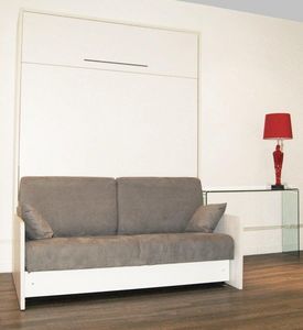WHITE LABEL - armoire lit escamotable space sofa, canapé intégré - Lit Escamotable