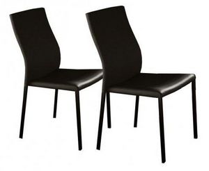 WHITE LABEL - lot de 2 chaises design hellen en simili cuir noir - Chaise