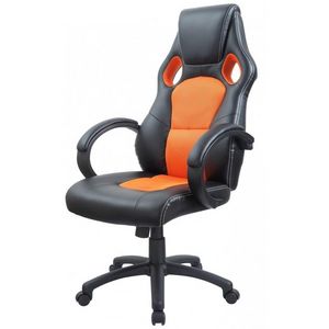 WHITE LABEL - fauteuil de bureau sport cuir orange - Fauteuil De Bureau