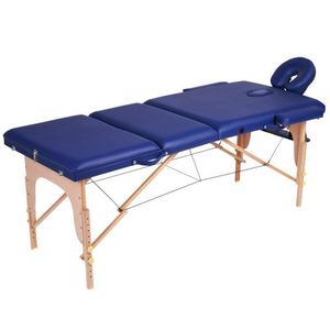 WHITE LABEL - table de massage pliante 3 zones bleu - Table De Massage