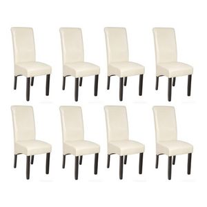 WHITE LABEL - 8 chaises de salle à manger crème - Chaise
