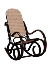 WHITE LABEL - rocking-chair canné franklin noyer - Rocking Chair