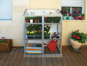 Chalet & Jardin - serre de terrasse 0,6m² avec étagères en polycarbo - Mini Serre