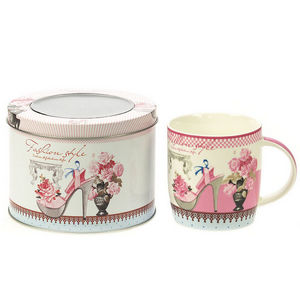 WHITE LABEL - mug en porcelaine décor fashion avec boîte en méta - Mug