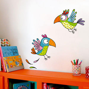 SERIE GOLO - les perroquets - Sticker Décor Adhésif Enfant