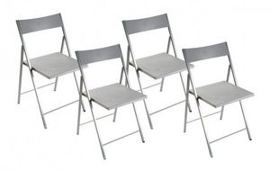 WHITE LABEL - belfort lot de 4 chaises pliantes argent - Chaise Pliante