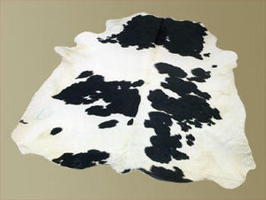 WHITE LABEL - tapis de peau de vache blanc noir naturel - Peau De Vache