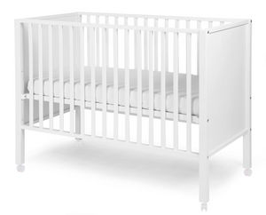 WHITE LABEL - lit bébé avec roulettes 60x120cm coloris blanc - Lit Pliant Bébé