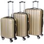 Valise à roulettes-WHITE LABEL-Lot de 3 valises bagage rigide or