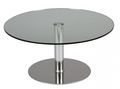 Table de repas ronde-WHITE LABEL-Table relevable ronde SCION en verre transparent p