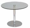 Table de repas ronde-WHITE LABEL-Table relevable ronde SCION en verre transparent p