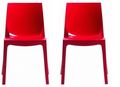 Chaise-WHITE LABEL-Lot de 2 chaises ICE empilable design rouge brilla