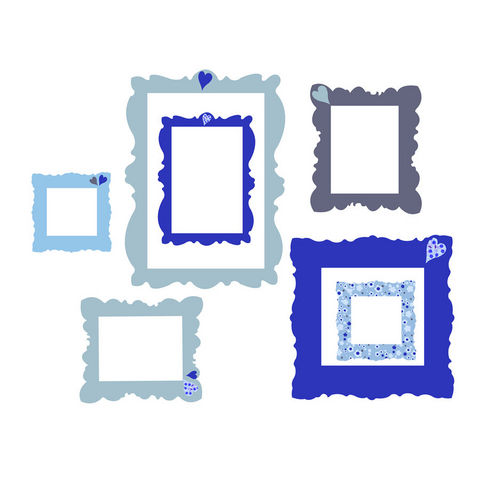 LILI POUCE - Sticker Décor adhésif Enfant-LILI POUCE-Cadres adhésifs bleus lot de 7 stickers cadres