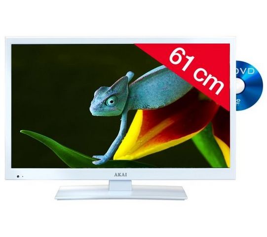 AKAI France - Téléviseur LCD-AKAI France-ATE-24D614W - blanc - Combo LED/DVD