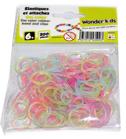 WONDER KIDS - Bracelets caoutchouc-WONDER KIDS-Recharges elastiques translucides pour bracelets t