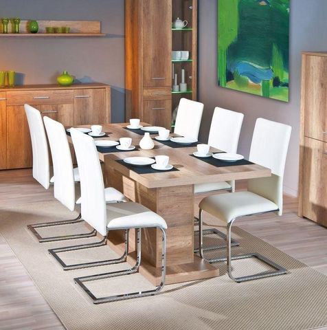 WHITE LABEL - Table de repas rectangulaire-WHITE LABEL-Table repas extensible ABSOLUTO en bois chene brut