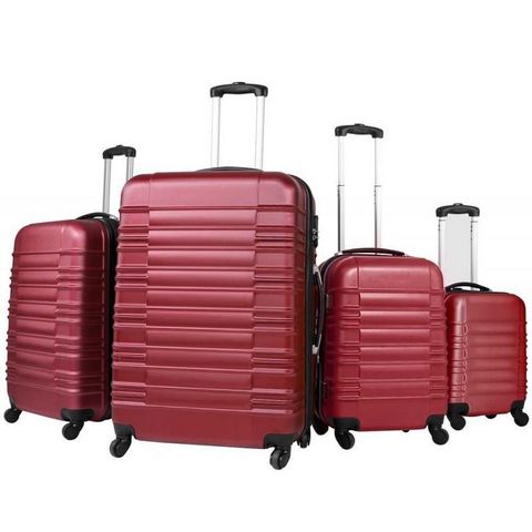 WHITE LABEL - Valise à roulettes-WHITE LABEL-Lot de 4 valises bagage ABS bordeaux