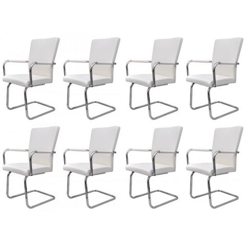 WHITE LABEL - Chaise-WHITE LABEL-8 chaises de salle à manger blanches
