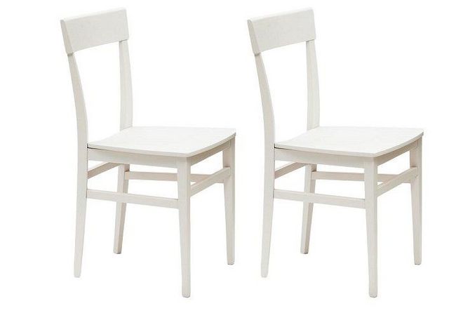 WHITE LABEL - Chaise-WHITE LABEL-Lot de 2 chaises NAVIGLI en hêtre laque blanc bril