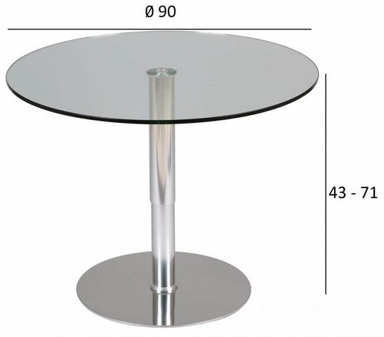 WHITE LABEL - Table de repas ronde-WHITE LABEL-Table relevable ronde SCION en verre transparent p