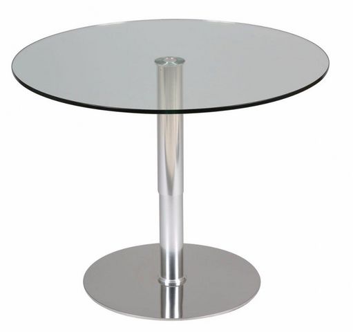 WHITE LABEL - Table de repas ronde-WHITE LABEL-Table relevable ronde SCION en verre transparent p