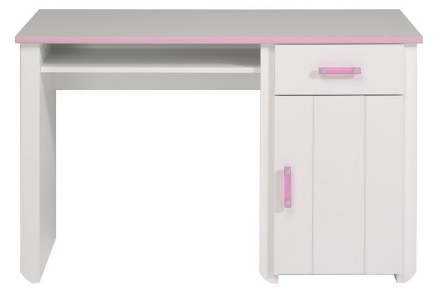 WHITE LABEL - Bureau enfant-WHITE LABEL-Bureau pour fille coloris blanc et rose