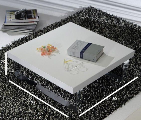 WHITE LABEL - Table basse carrée-WHITE LABEL-Table basse METROPOLIS design blanc 65 cm