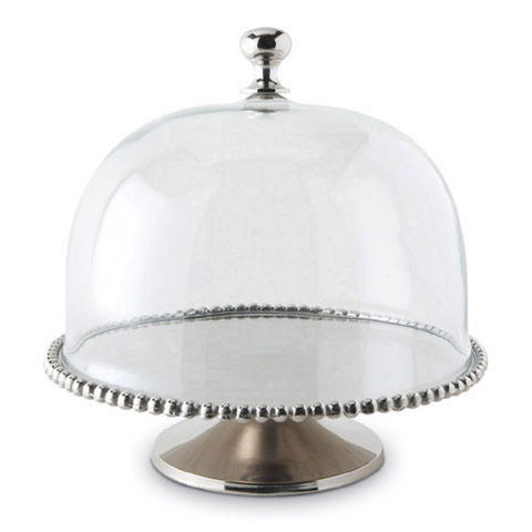 Culinary Concepts - Cloche à plat-Culinary Concepts-Large Beaded Edge Cake Stand With Domed Lid