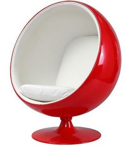 STUDIO EERO AARNIO - fauteuil ballon aarnio coque rouge interieur blanc - Armchair And Floor Cushion