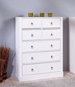 WHITE LABEL - commode provence blanche 7 tiroirs en pin massif - Chest Of Drawers