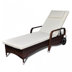 WHITE LABEL - transat fauteuil jardin marron 4 niveaux - Garden Deck Chair