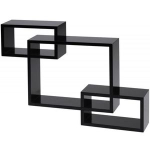 WHITE LABEL - étagère murale cube design noir - Shelf
