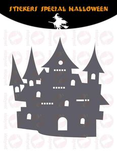 WHITE LABEL - sticker château hanté d'halloween - Sticker