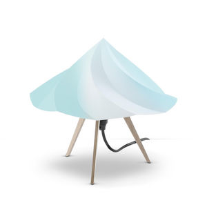 Moustache - chantilly - lampe à poser bois & bleu h28cm | lamp - Table Lamp