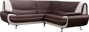 WHITE LABEL - canapé d?angle design en simili cuir brun et blanc - Adjustable Sofa