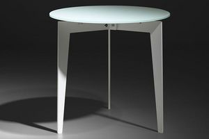 WHITE LABEL - table basse ronde dallas en verre dépoli blanc - Round Coffee Table