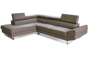 WHITE LABEL - canapé d'angle gauche fixe venise cuir éco taupe - Adjustable Sofa