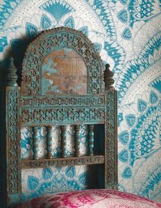 MATTHEW WILLIAMSON - turquoise blue & gold azari  - Wallpaper