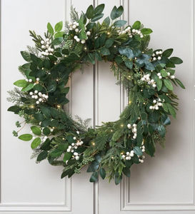 LIGHTS4FUN - baies blanches et micro led - Christmas Wreath