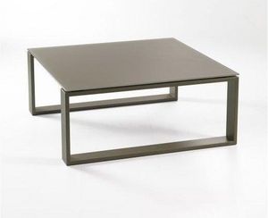 WHITE LABEL - table basse carré tacos design taupe - Square Coffee Table